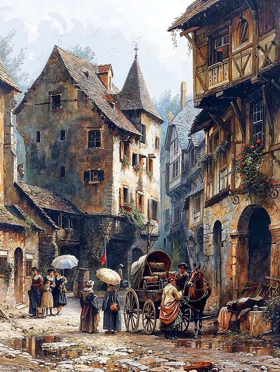 Αφίσα Medieval House Along a Narrow Alley, classic wall decor
