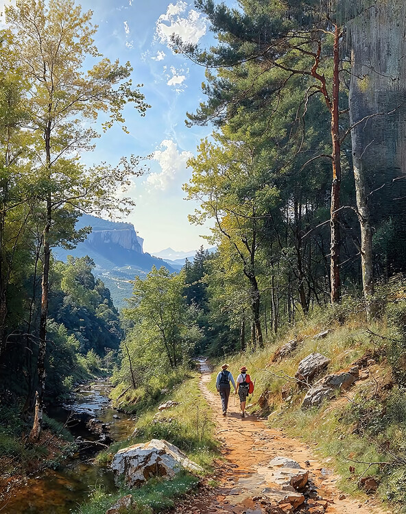 Αφίσα Mountain Jungle Trail – Scenic Landscape wall framed design