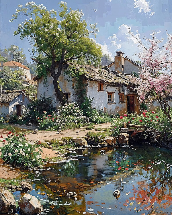 Αφίσα Old House in a Tranquil Countryside Setting, Near a Stream