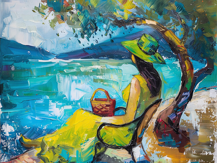 Αφίσα Painting of a Contemporary Woman in a Green Dress