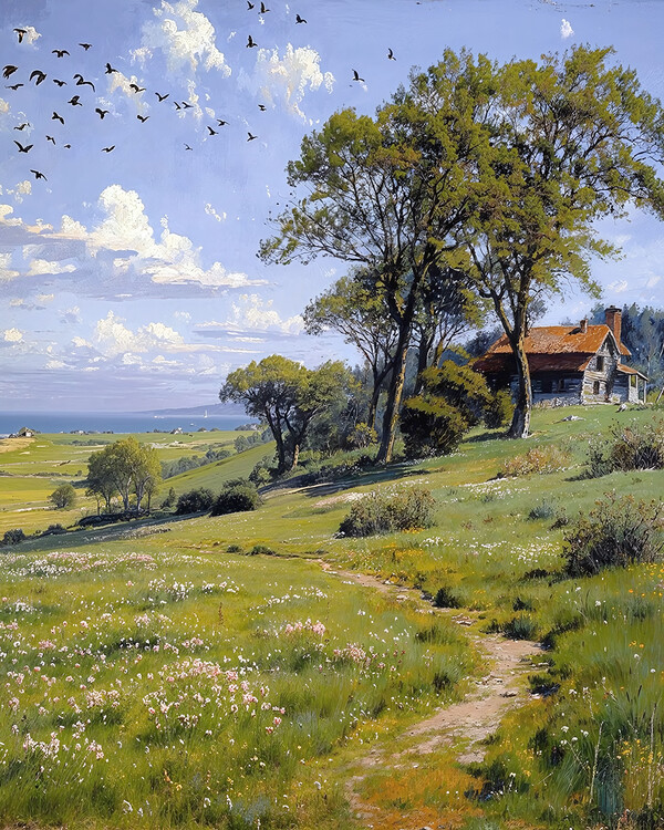 Αφίσα Scenic Sunny Spring Day, canvas wall frame for Any Room