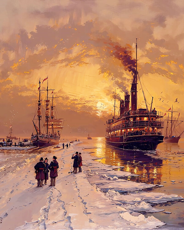 Poster Steamship Adjacent to Frozen Ice Caps, wall decor ideas