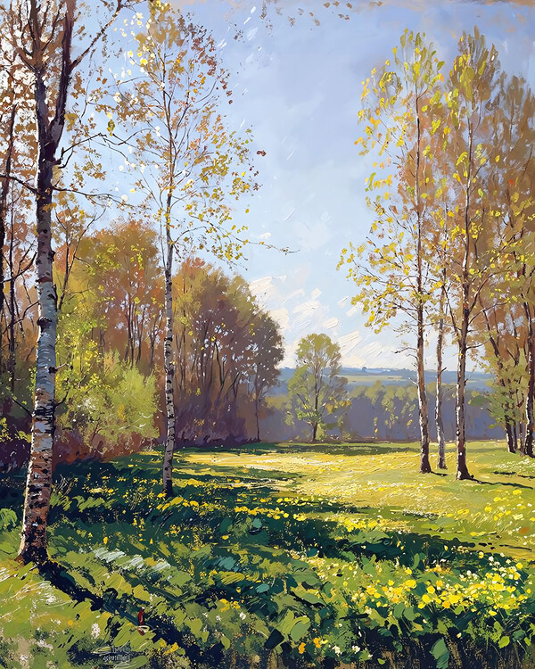 Αφίσα Springtime Landscape Bathed in Sunshine, wall decor ideas