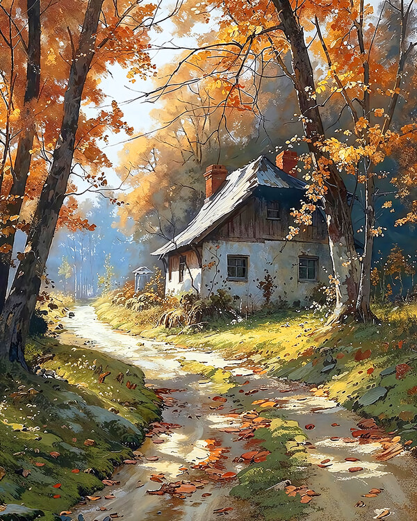 Αφίσα Traditional wooden house in a forest, canvas wall decor