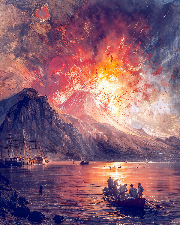 Αφίσα Volcanic Outburst Along the Coast, canvas wall decor ideas