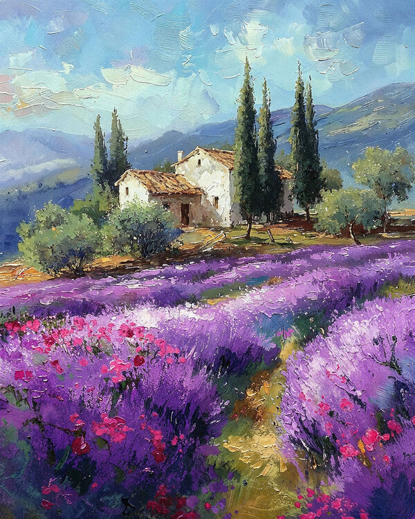 Poster _A lavender fields, Landscape with Scenic Overlook