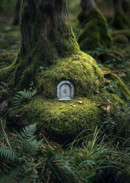 Poster Little house in the moss forest