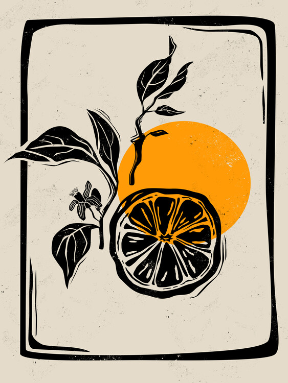 Poster Orange Linocut Style