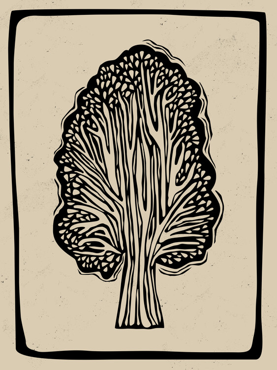 Poster Tree Linocut Style