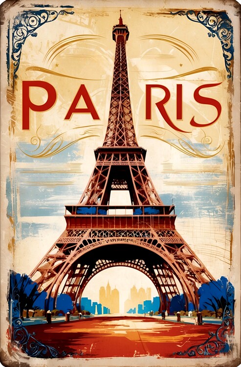 Plakát Charming Vintage Illustrations of Paris – Timeless Elegance