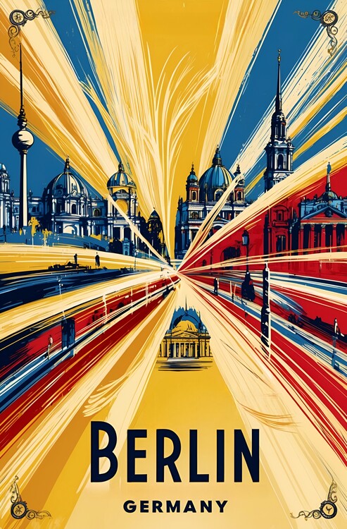 Poster Vintage Berlin Illustration – Retro Art of Germany's Capital