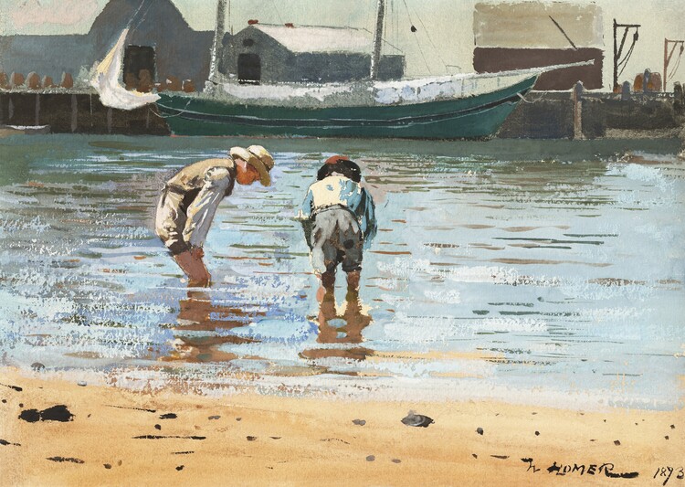 Canvas Print Boys Wading (1873)