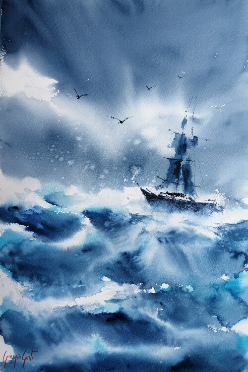 Poster Boat in the storm