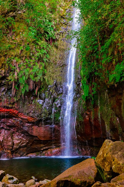Poster Wasserfall Madeira Portugal