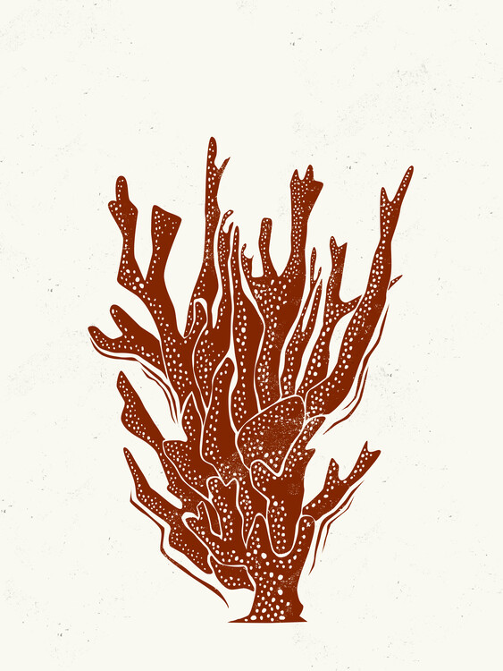 Poster Coral Linocut Style