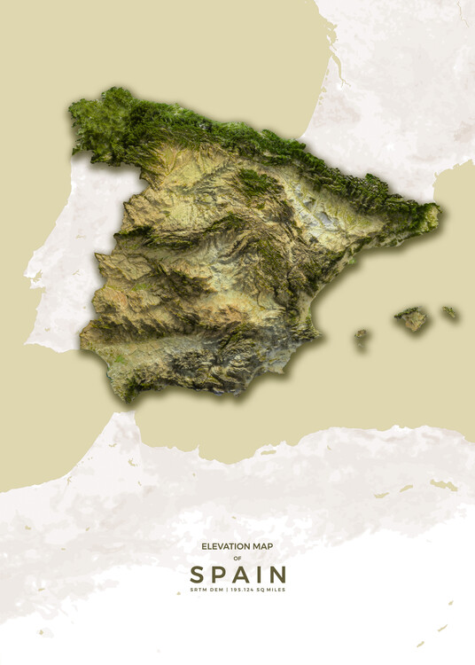 Plakat Relief map of Spain