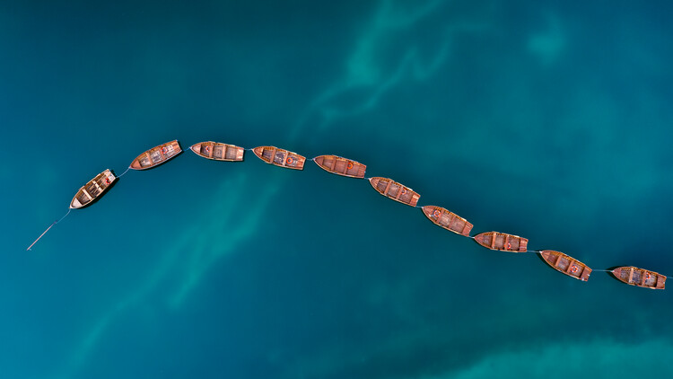 Poster Alpine lake from above