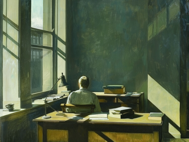 Плакат Last Office Hours in the style of Edward Hopper