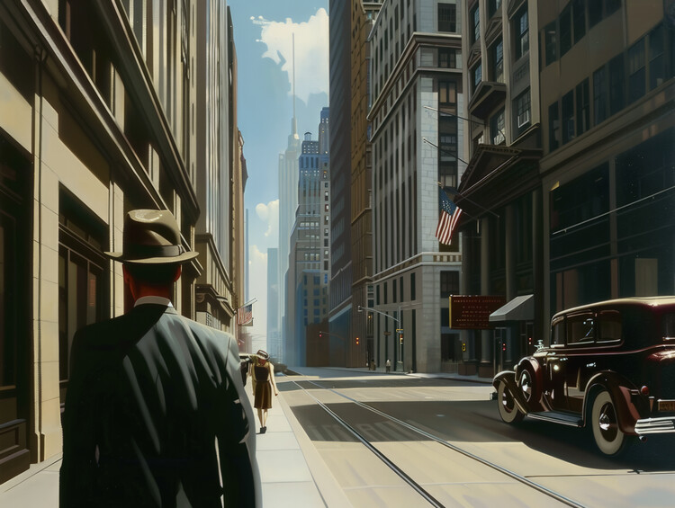 Плакат Summer Friday in the style of Edward Hopper