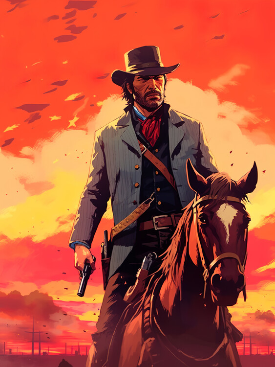 Canvas Print cowboy riding looking for his enemy