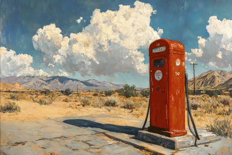 Poster The Fuel Stop in the style of Edward Hopper