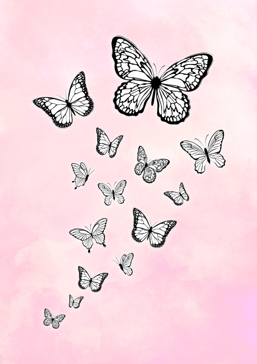Poster Pink Butterflies