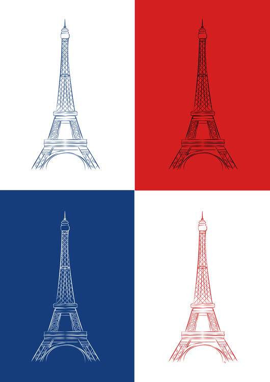 Poster Four Eiffel Towers Paris