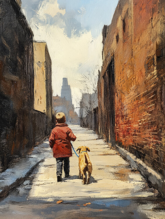 Плакат Companions on a City Stroll in the style of Edward Hopper