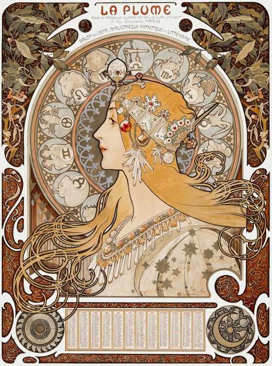 Levně Plakát, Obraz - Poster for the magazine “La plume”, Alfons Mucha, 30 × 40 cm