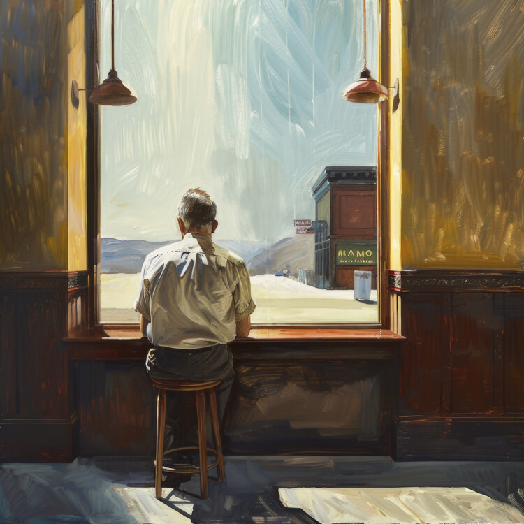 Плакат Rain Man in the style of Edward Hopper