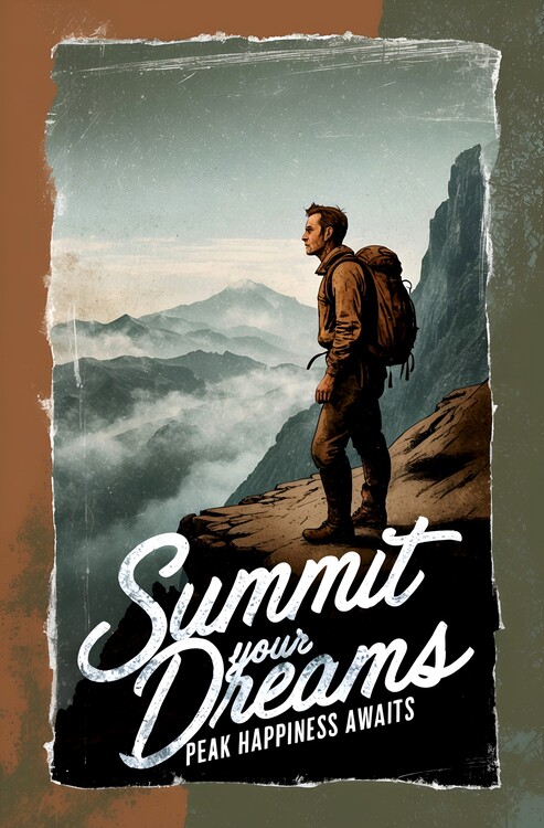 Plakát Vintage-Inspired Hiking Art for Nature Enthusiasts