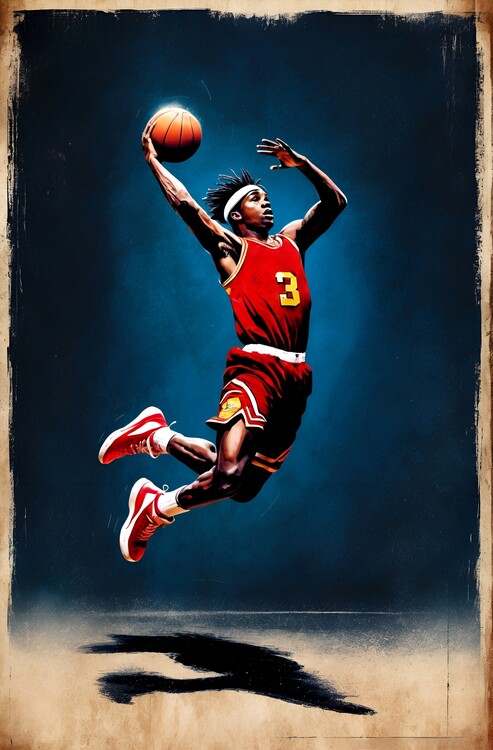 Poster Timeless Hoops: Vintage Basketball Illustration