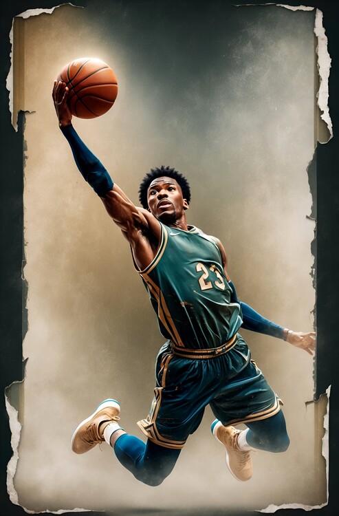 Plakát Vintage Basketball Art: Retro Court Classics