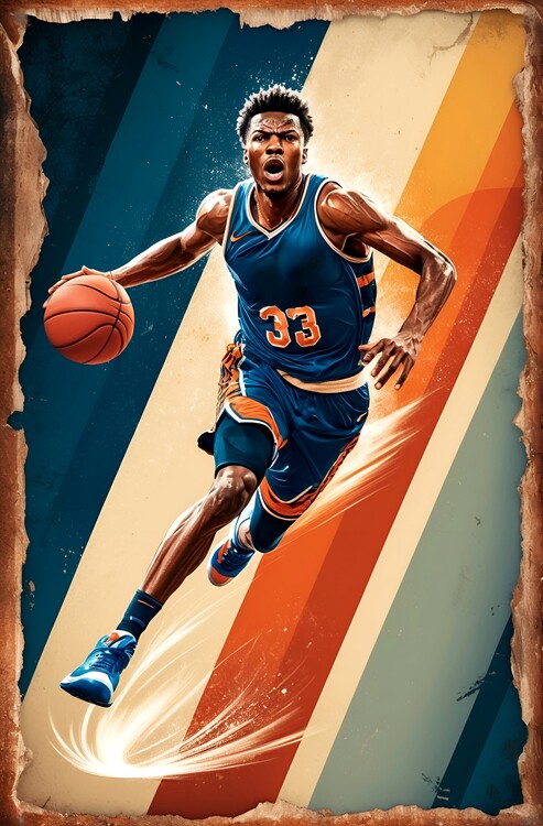 Plakát Classic Basketball Moments: Vintage-Inspired Art
