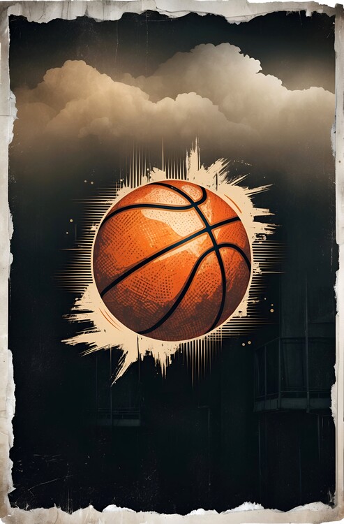 Plakát Vintage Hoops Art: Nostalgic Basketball Illustration