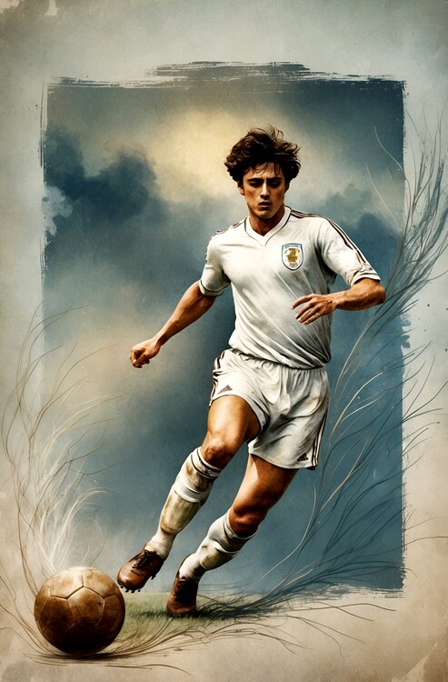 Plakát Retro Football Illustration: Timeless Sports Art