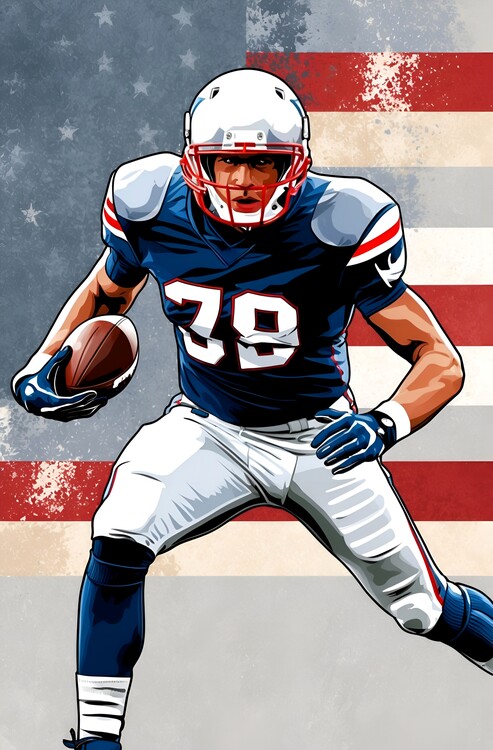 Плакат Vintage-Inspired American Football Illustration