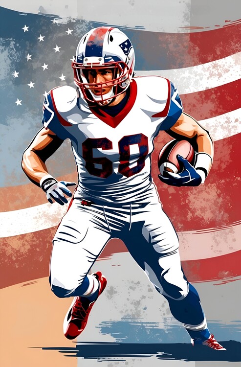 Obraz na plátně Old-School American Football Scenes: Retro Art