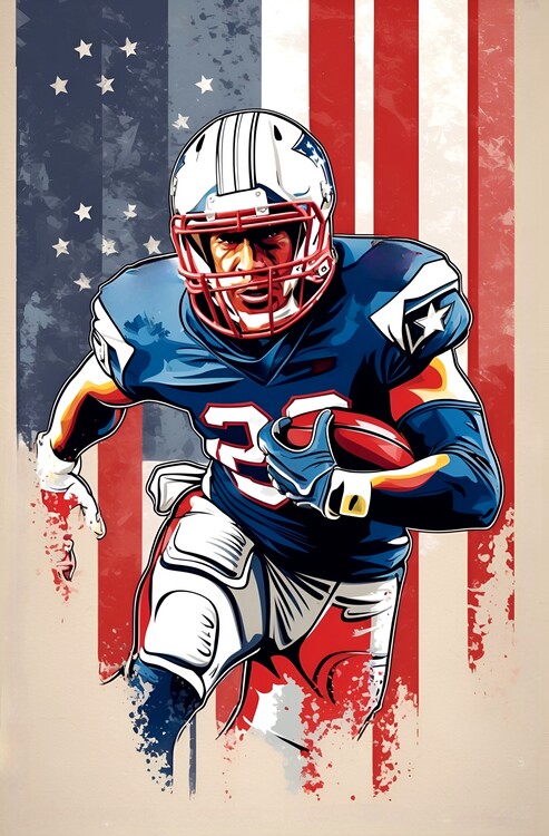 Плакат Vintage American Football Poster: Iconic Illustration