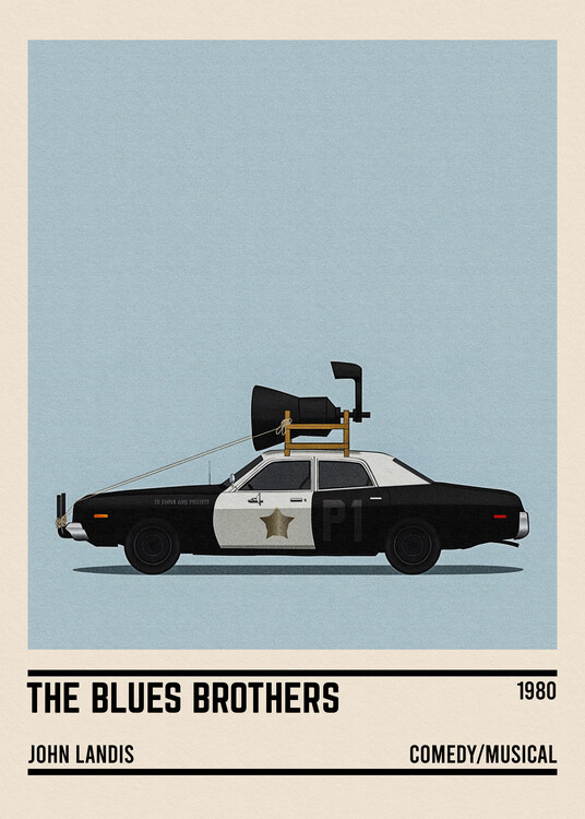 Poster Blues Brothers car movie minimalist