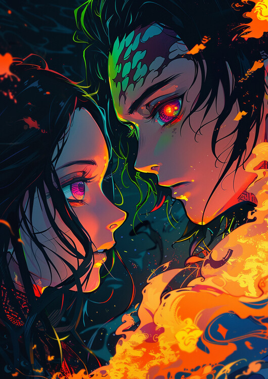 Canvas Print Tanjiro & Nezuko - Demon Slayer