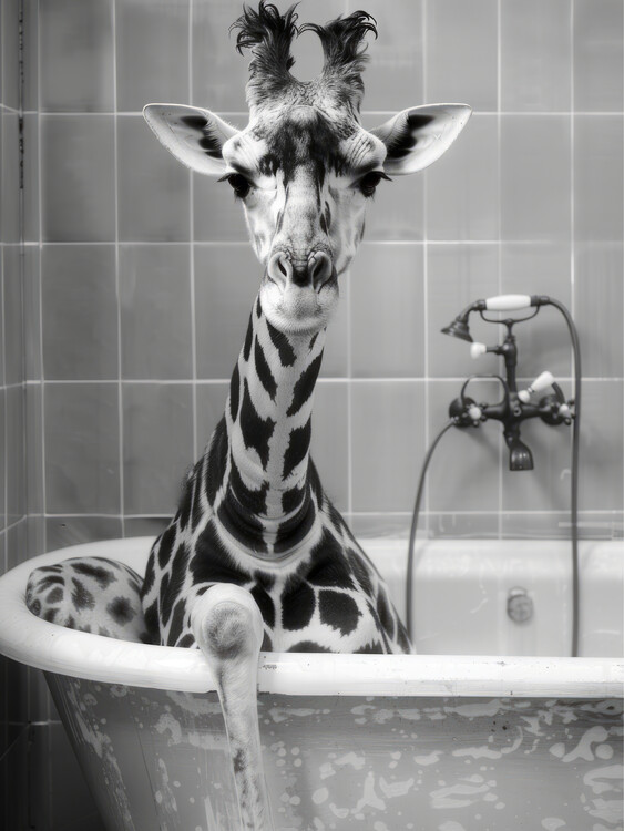 Plakát Giraffe in the Bathtub