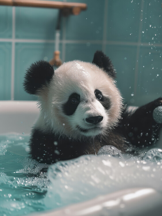 Plakát Panda in the Bathtub