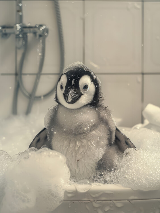 Poster Penguin in the Bathtub
