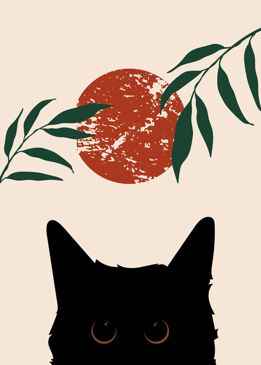 Плакат Cat with moon eyes in the moonlight