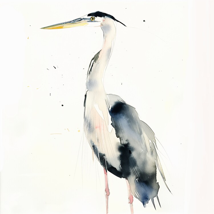 Poster Stork on a white background: Watercolor painting Wall Decor