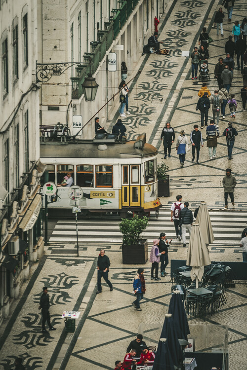 Poster Tram on the streets of Porto, Portugal
