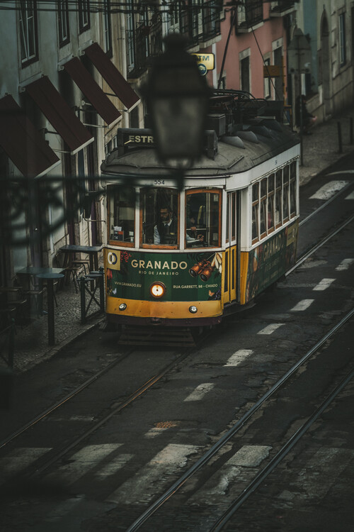 Poster Tram on the streets of Porto, Portugal