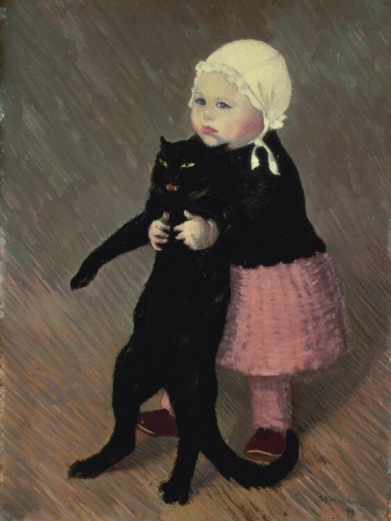 Poster A Small Girl with a Cat (1889)