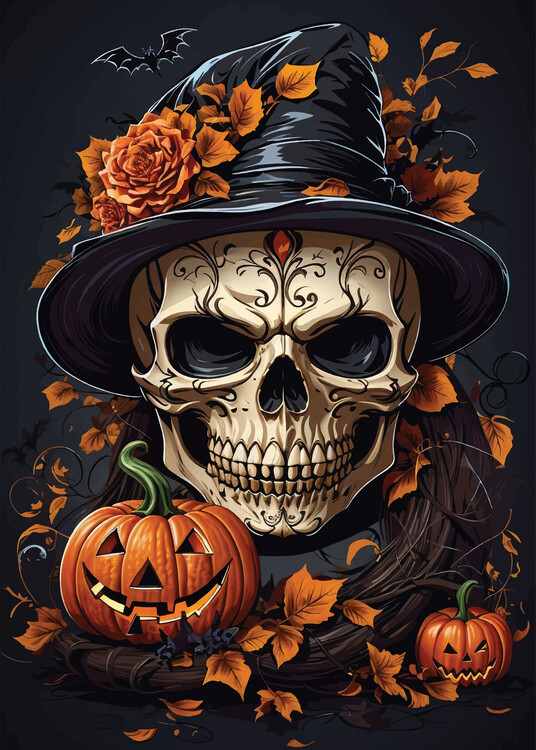 Poster Spooky Skull Halloween Night